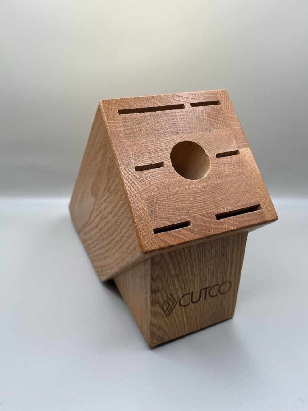 Vintage CUTCO Solid Oak Wood Knife Block Countertop 7 Slot USA Kitchen